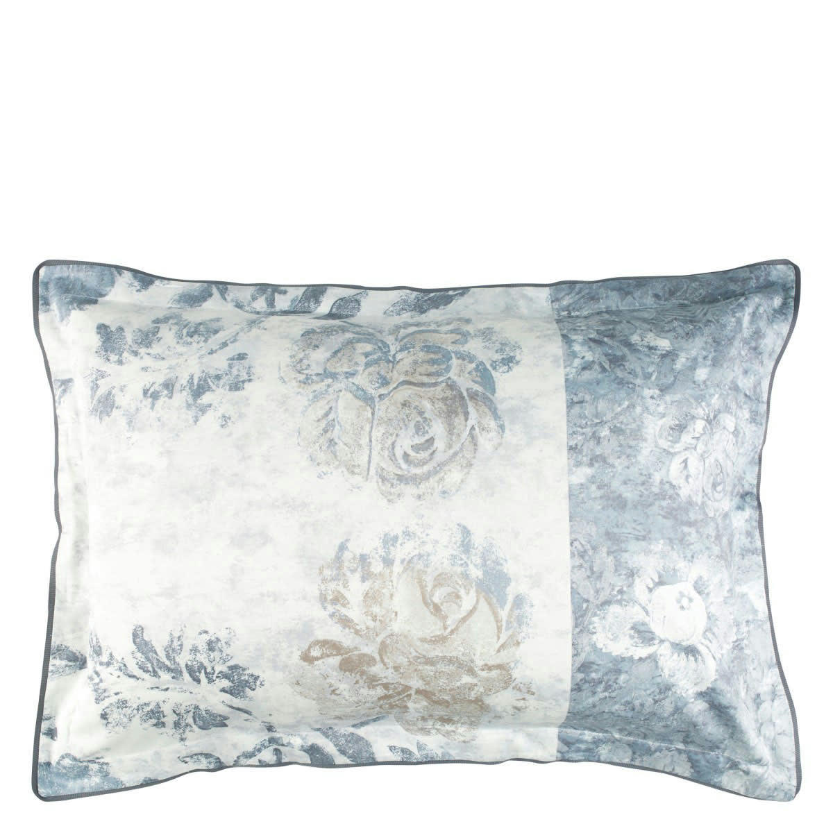 DAMASCO - Taie d'oreiller imprimée en satin de coton Graphite 50x75