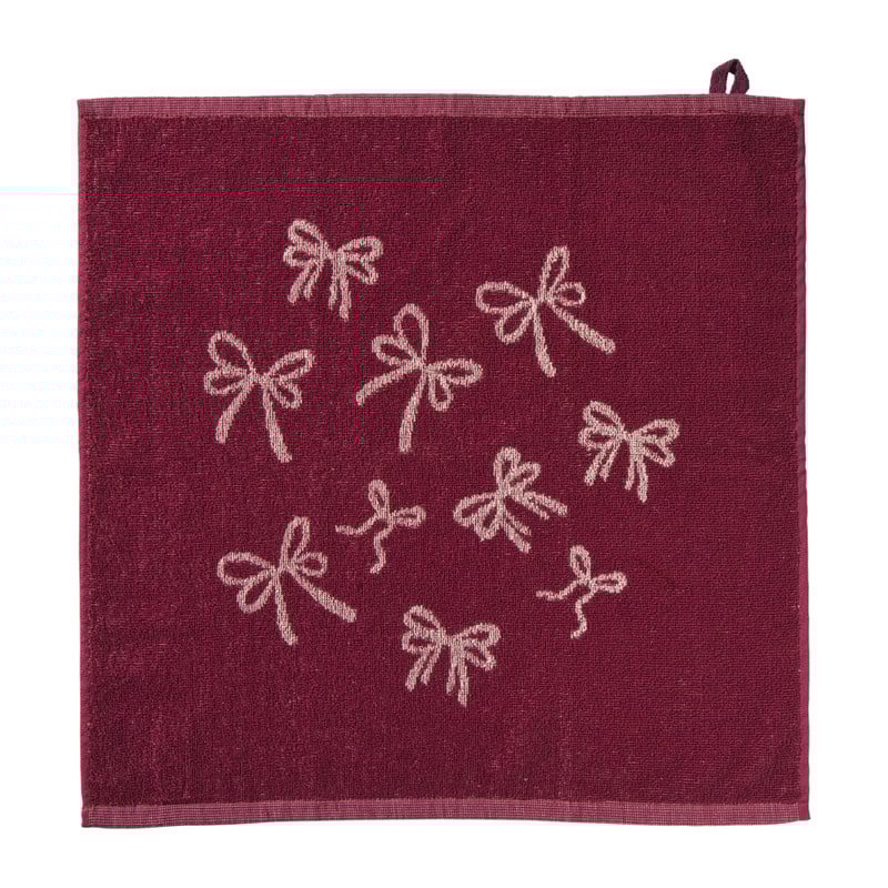 Keukendoek strikjes - bordeauxrood/roze - 50x50 cm