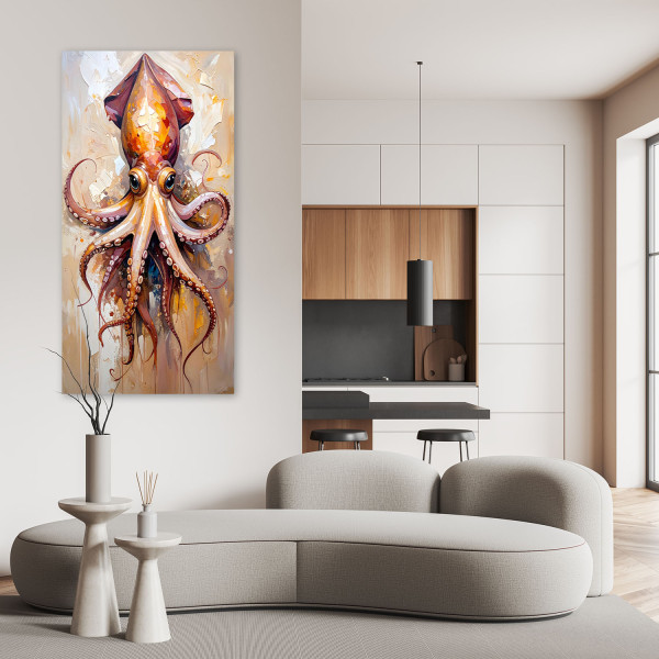 Feeby Obraz do kuchni baru restauracji, Ośmiornica Ocean Natura 40x80