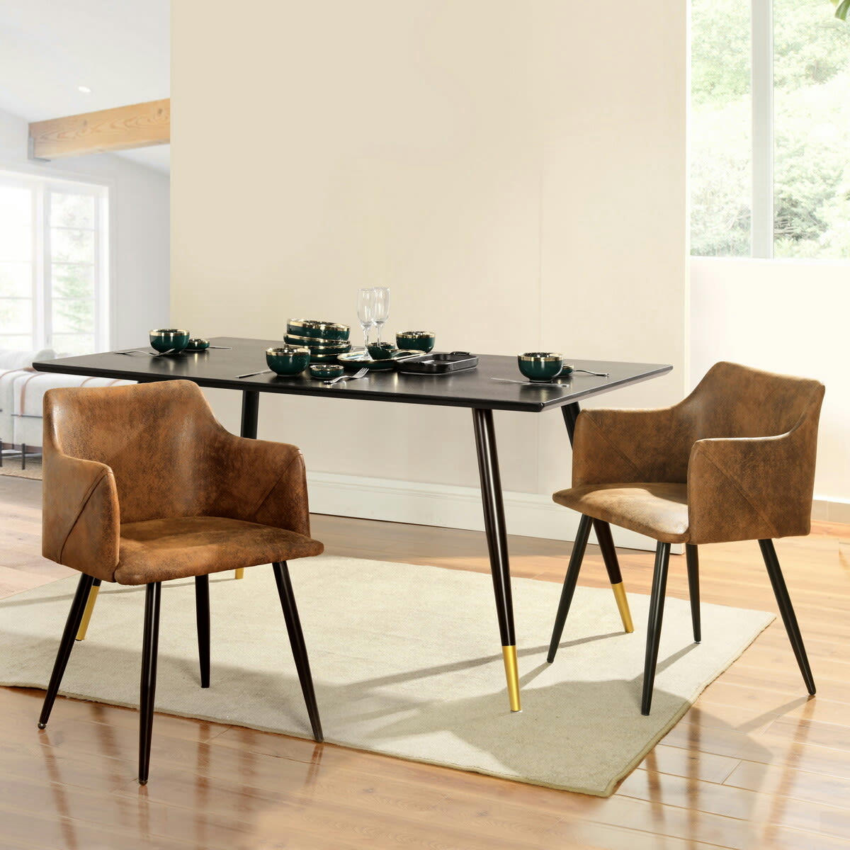 - Lot de 2 chaises scandinave salle à manger vintage suède marron