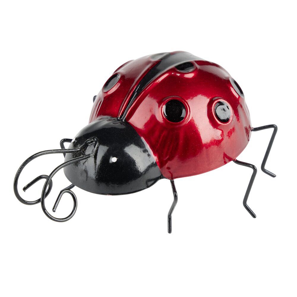 Coccinelle à poser en métal rouge et noir 11x8,5xH5,5cm