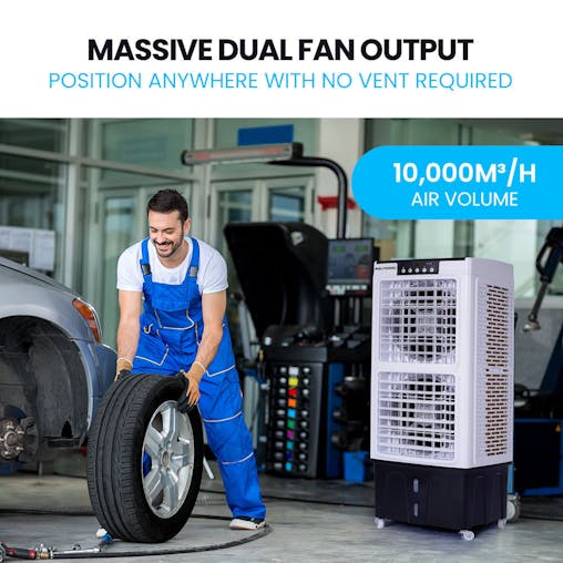NNEMB 35L 220W Evaporative Air Cooler Portable Industrial Fan-Purifier-Humidifier-Remote Control