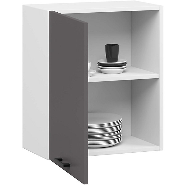 Armoires de cuisine haute AKORD W50 OLIWIA Blanc 50 cm 1 porte façade Gris Graphite 2 étagères 50x30x58 cm