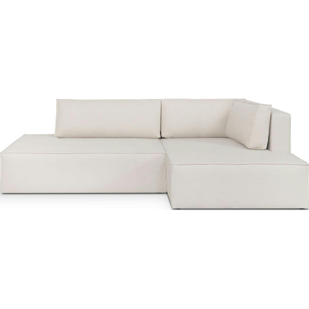 BARANI - Canapé d'angle à droite convertible 3 places en tissu beige