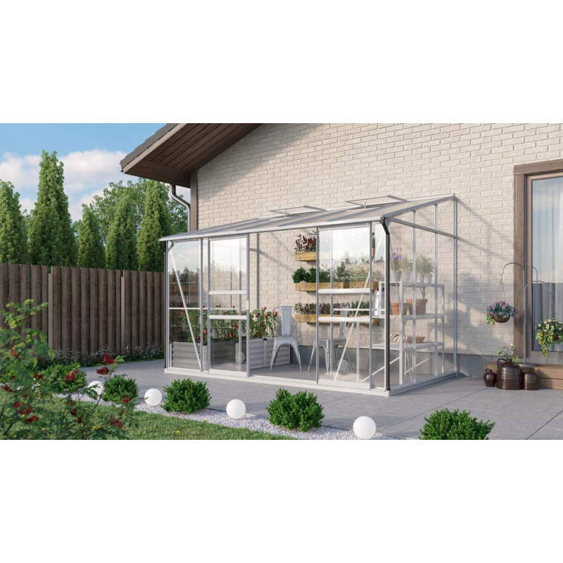 Serre adossée en verre Osiris aluminium anodisé 6,5 m² VITAVIA