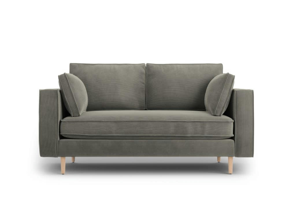ALEXIS - Canapé 2 places en tissu structuré gris clair