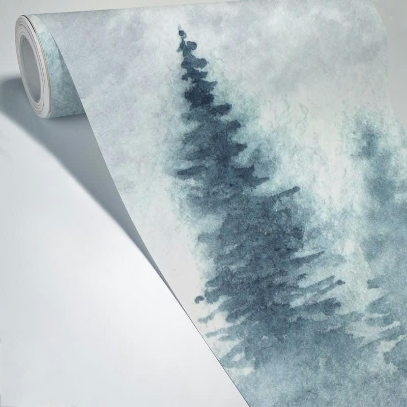 GRAND NORD - Papier Peint Panoramique L240xH270cm Bleu Montagne Aquarelle