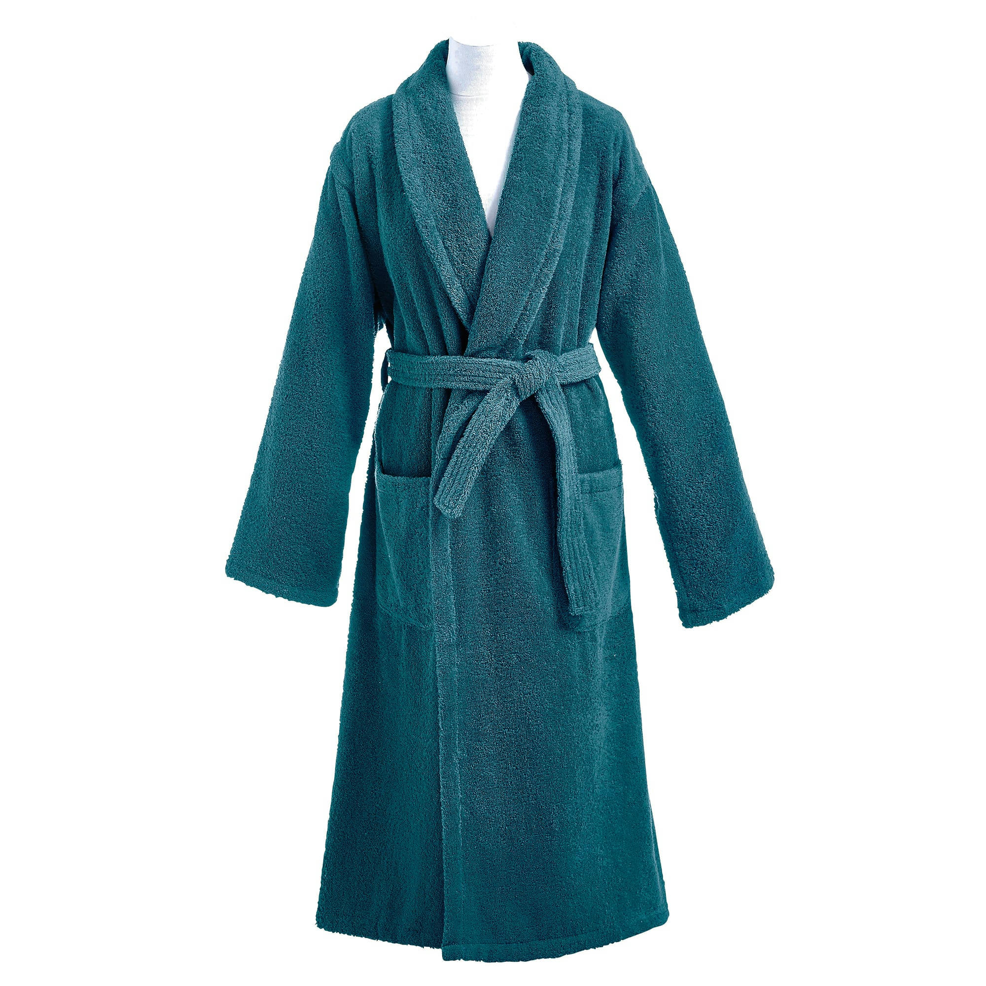 AQUA - Peignoir de bain uni en coton Vert Émeraude M