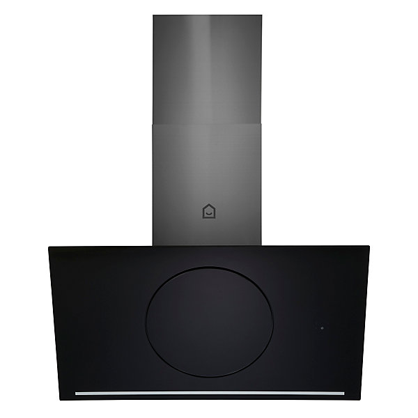Hotte inclinée connectée en verre GoodHome GHAGRO90, 90cm