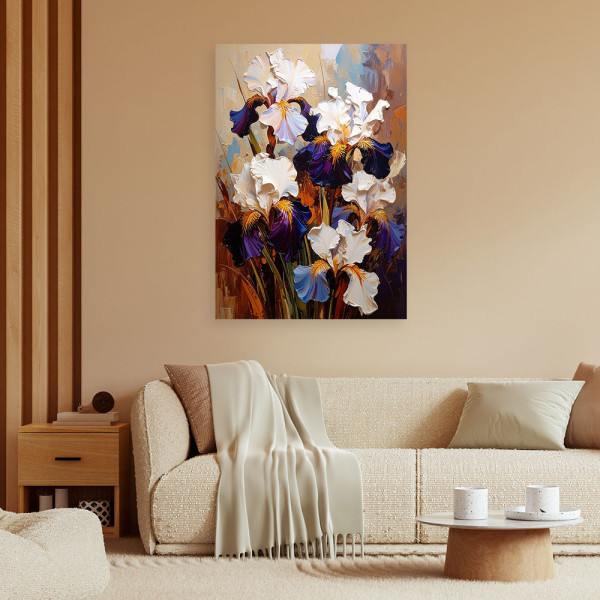 Feeby Obraz do salonu sypialni, Irysy Kwiaty imitacja farby olejnej 40x60