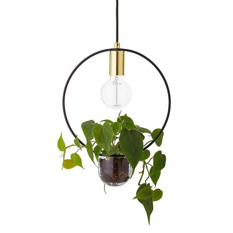 TIER - Suspension lampe + chac-pot doré et noir H38cm