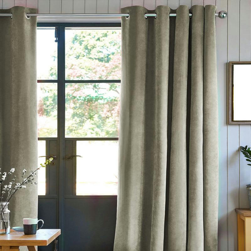 VELOURS - Rideau toucher velours taupe 140x250