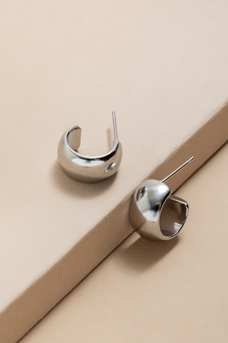 Tia Stainless Steel Bold Huggie Hoop Earrings