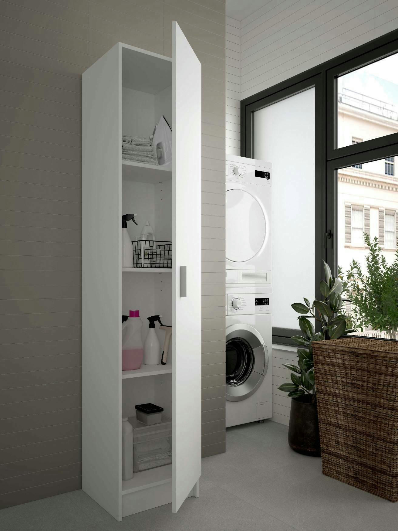 DIBELS - Armoire polyvalente 1 porte effet bois blanc