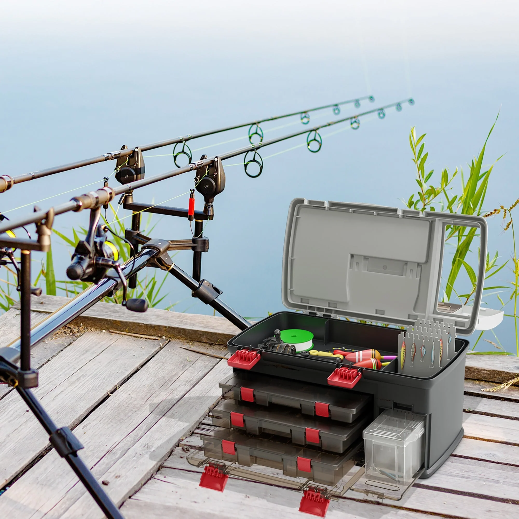 Gymax 5 Layers Fishing Tackle Box w/ Dividers & Top Storage 3