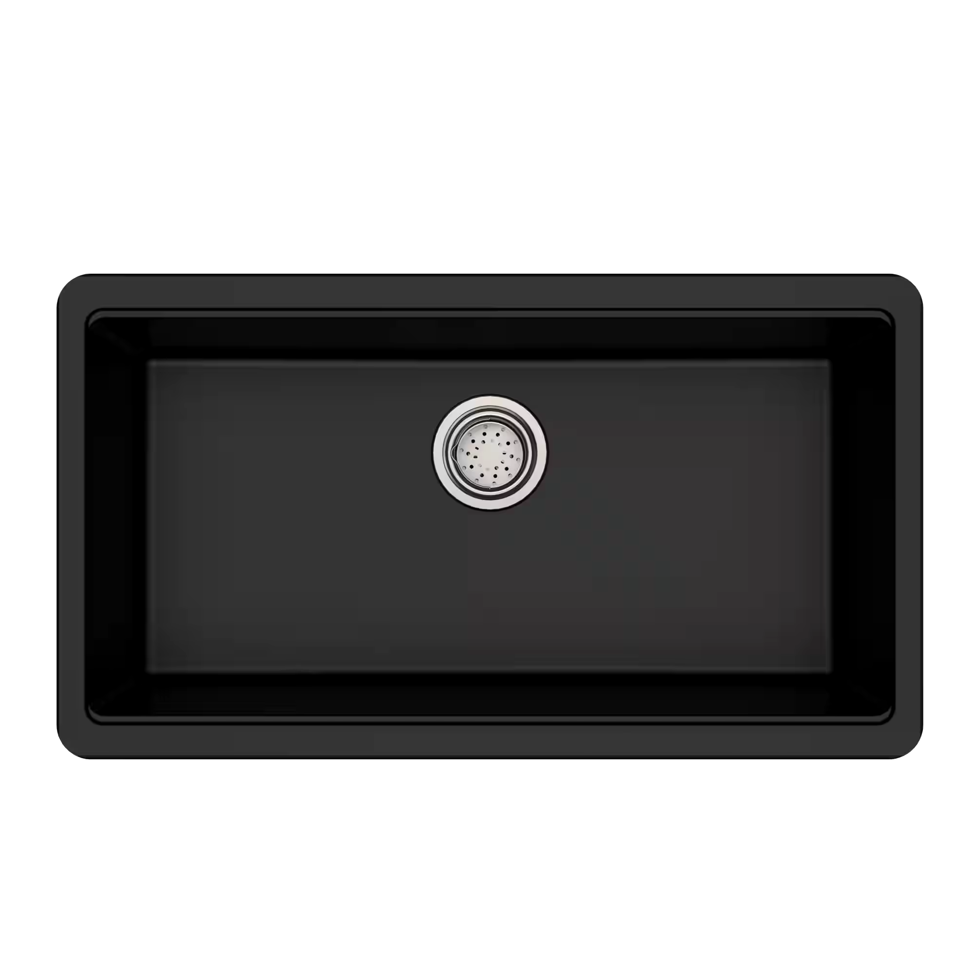 Kraus Quarza Undermount Granite Single Bowl Kitchen Sink, Black Onyx, 31x17x9-in