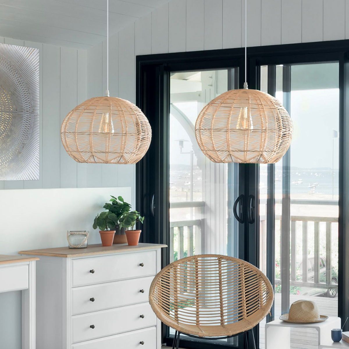 Suspension "Kita" Rattan, D.38 cm
