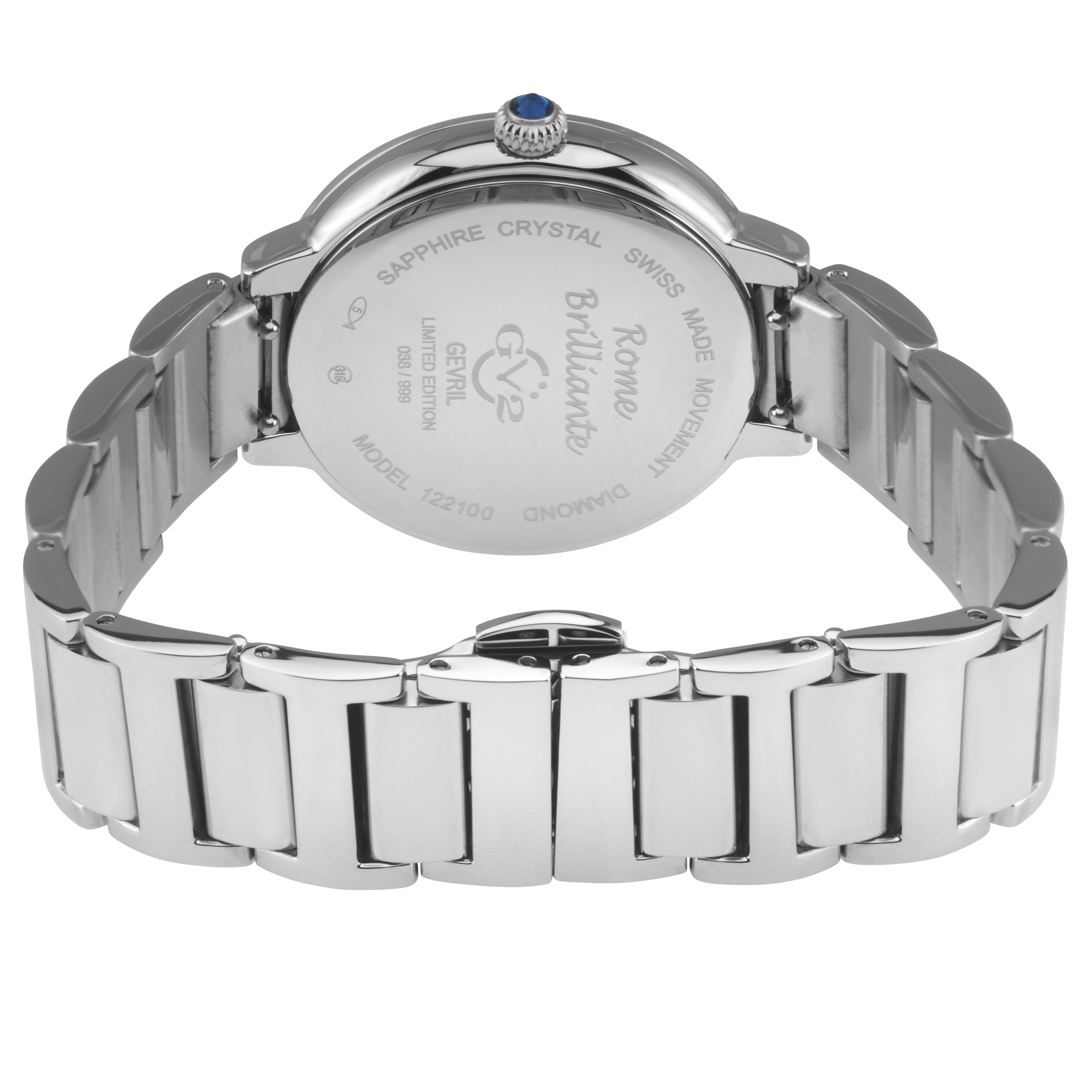 GV2 Rome Brillante Diamond Silver Dial Swiss Quartz Stainless Steel Watch