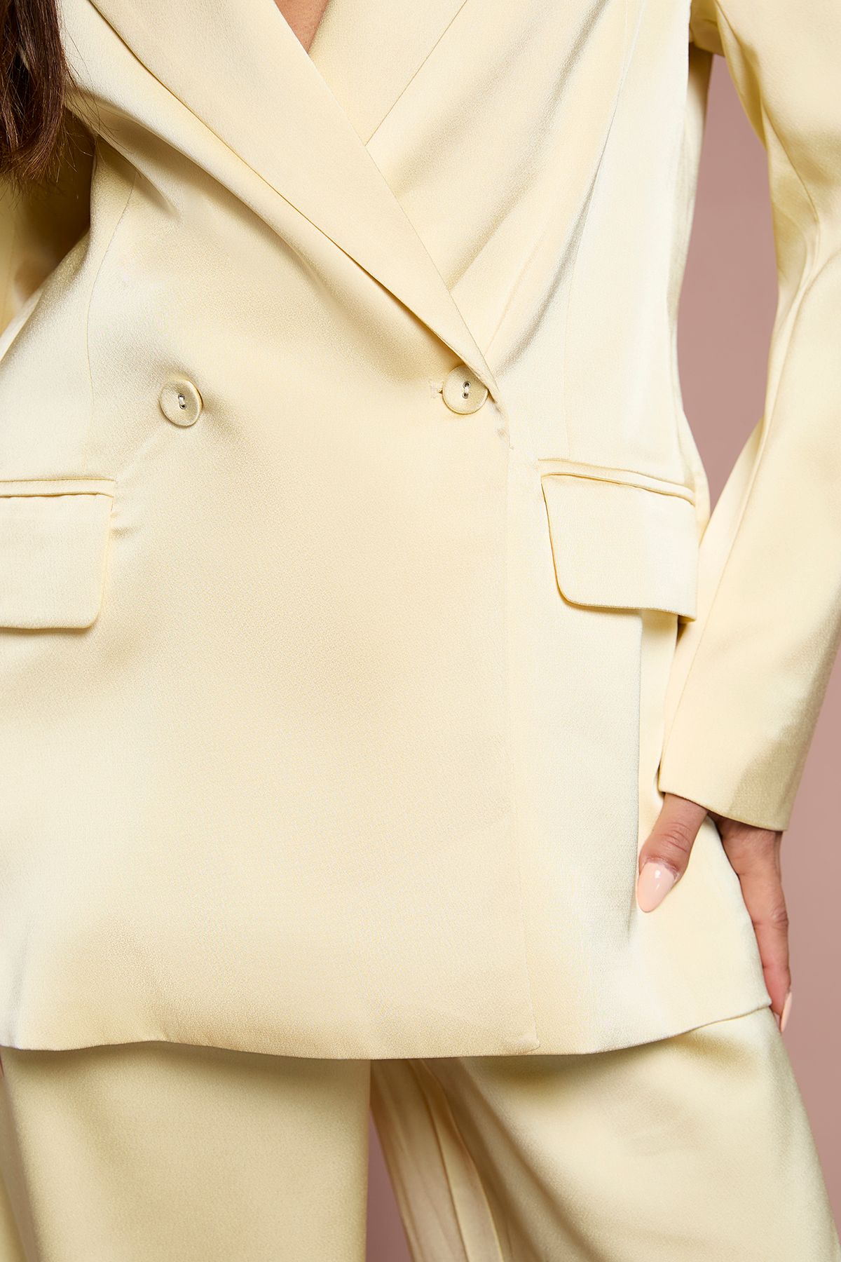 Coast Petite Satin Double Breasted Blazer