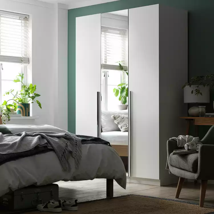 Habitat Munich 3 Door Mirror Wardrobe - White