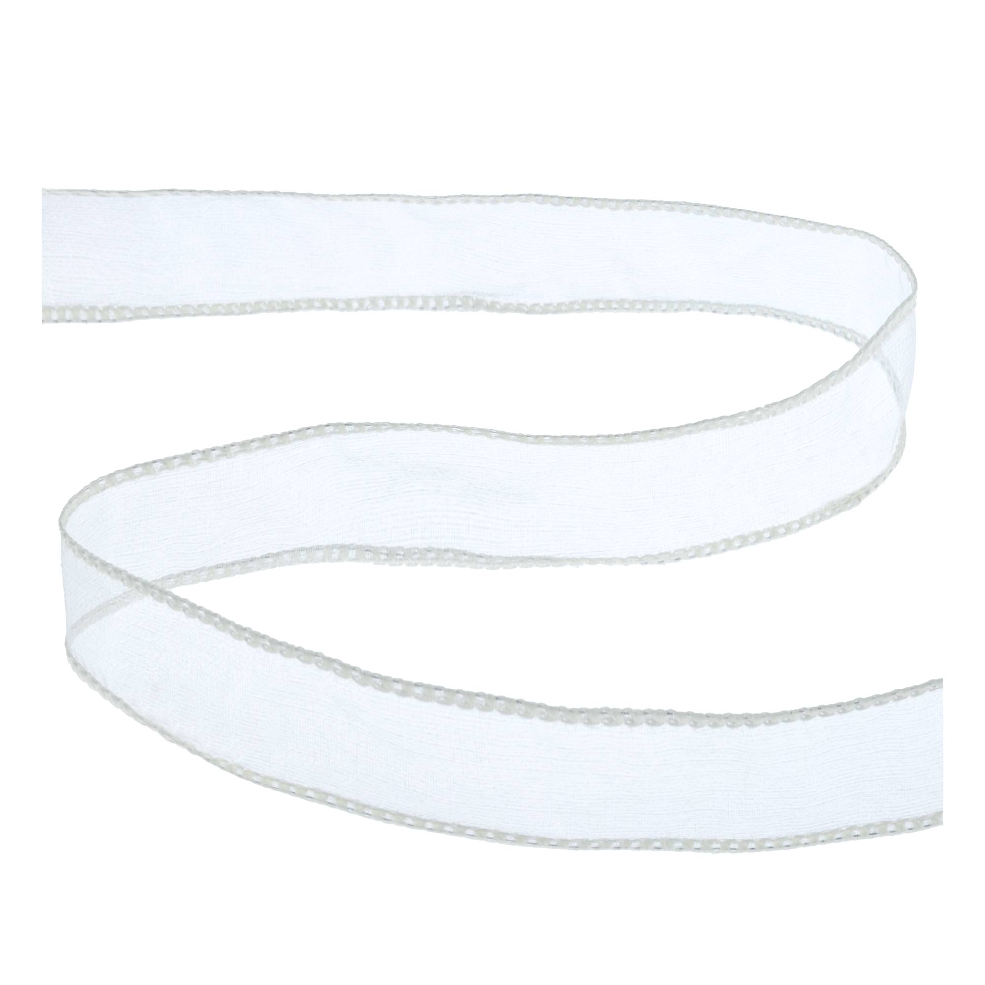 Silver Wire Edge Organza Ribbon 25mm x 3m
