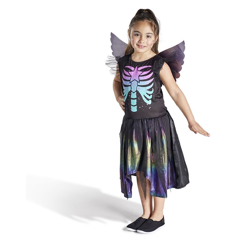 Déguisement enfant fée squelette robe et ailes multicolore 11/14ans