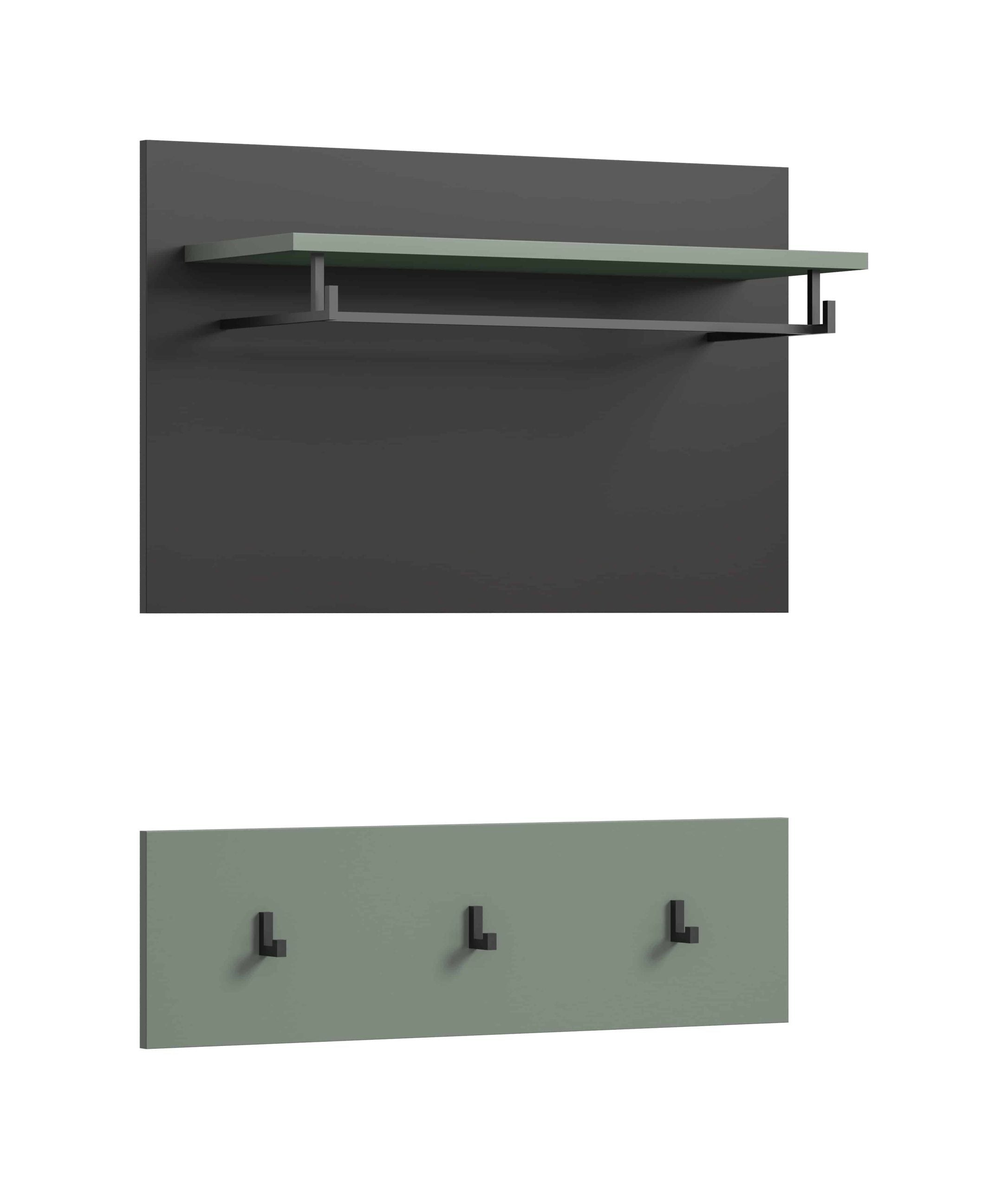 Furnilux Wandgarderobe Canu 73x80x27 cm in basalt grijs en Smoke Green Nb