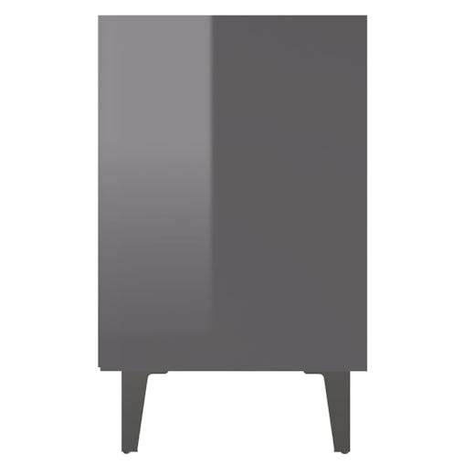 NNEVL Bed Cabinet with Metal Legs High Gloss Grey 40x30x50 cm