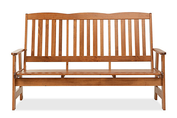 Banc de jardin ALCES, fabriqué à la main, couleur bois
