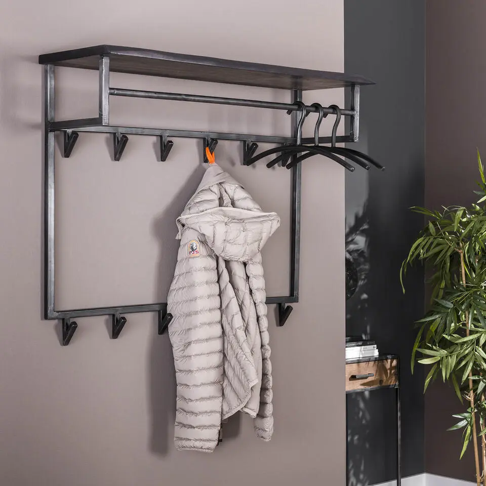 Hoyz - Kapstok Yucon Hoog - 12 Haken - Massief Acaciahout - 100x30x80