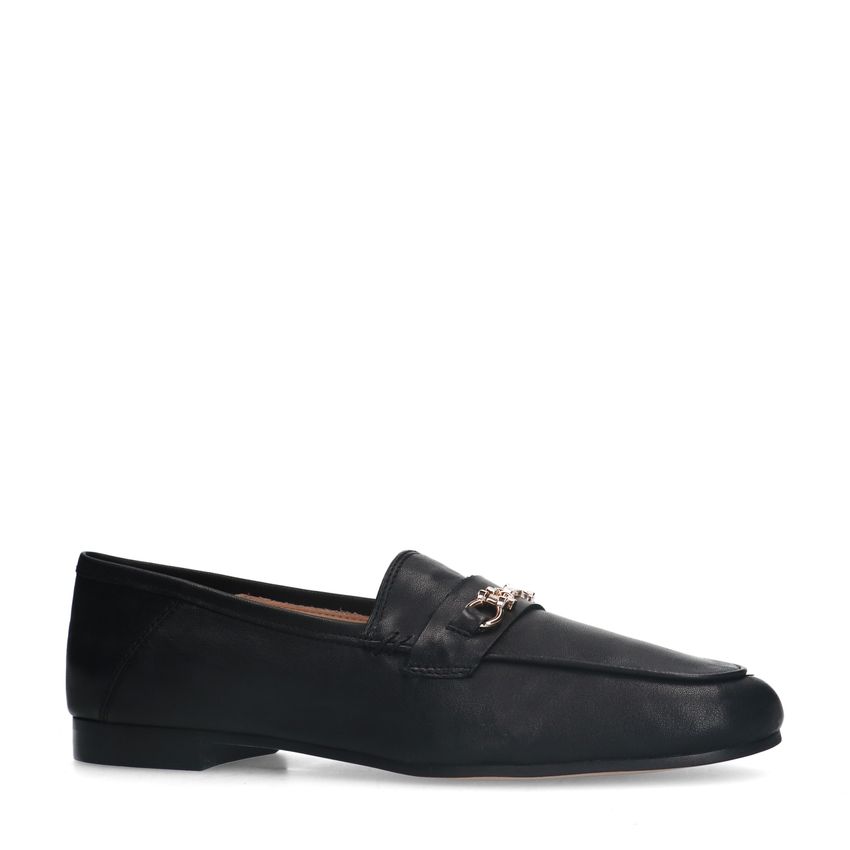 Manfield Zwarte leren loafers