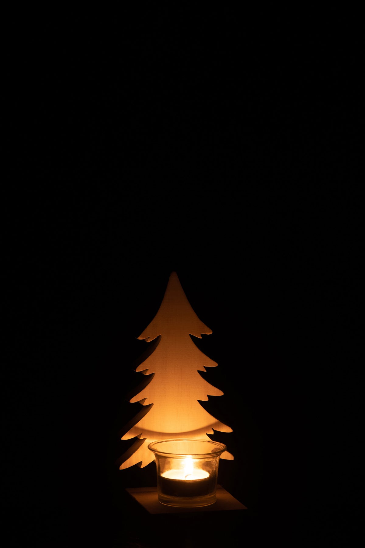 J-Line kaarshouder Kerstboom - hout - wit - 2 stuks