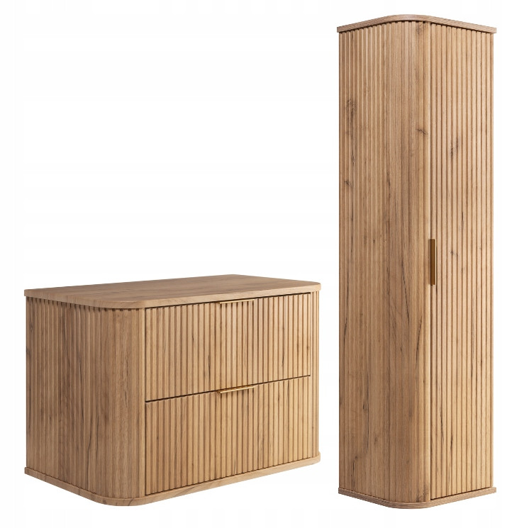 ELEGANCE Zestaw łazienkowy szafka i słupek dąb craft złoty