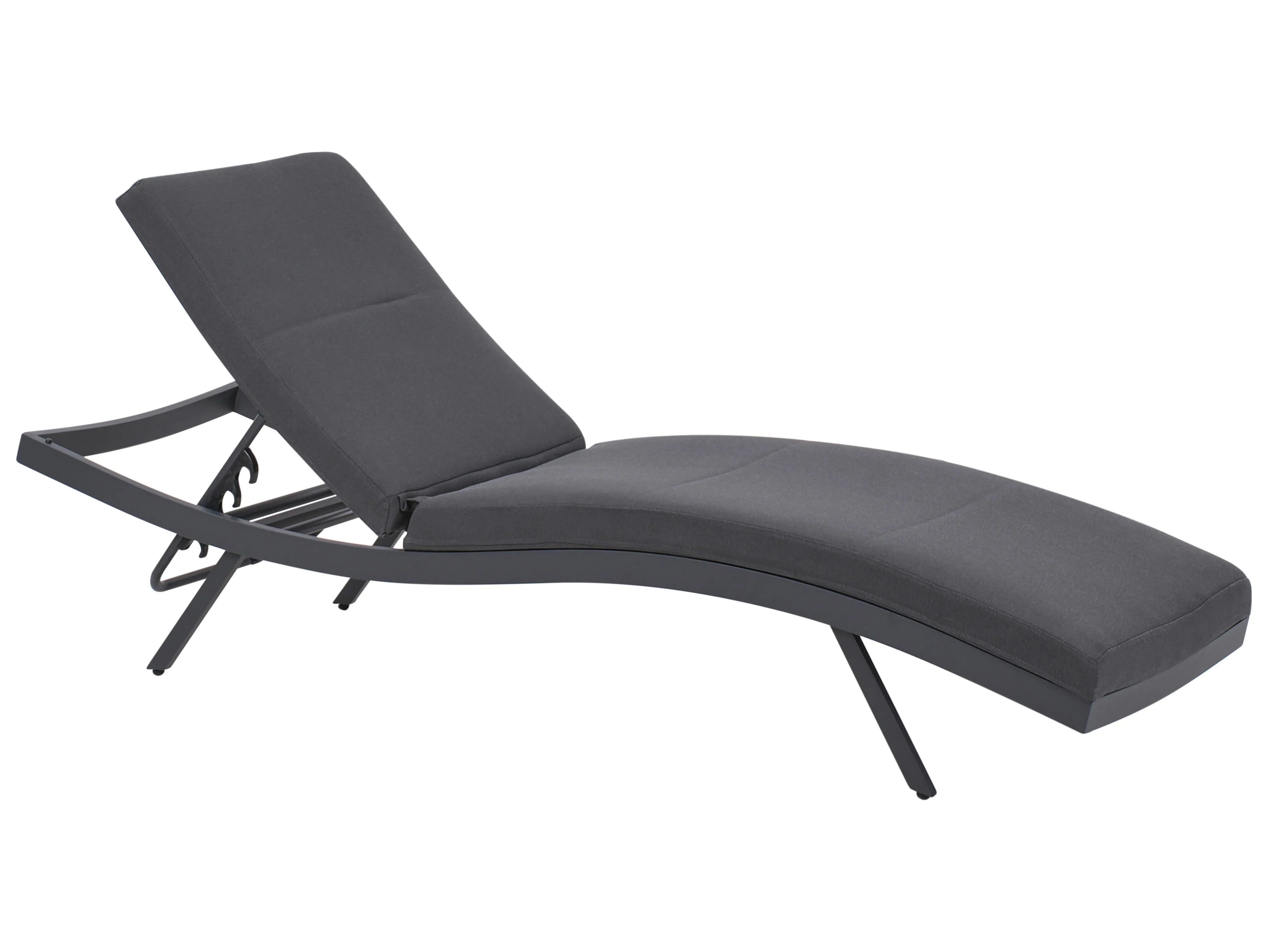Sun Lounger with Cushion AMELIA Reclining Metal Dark Grey