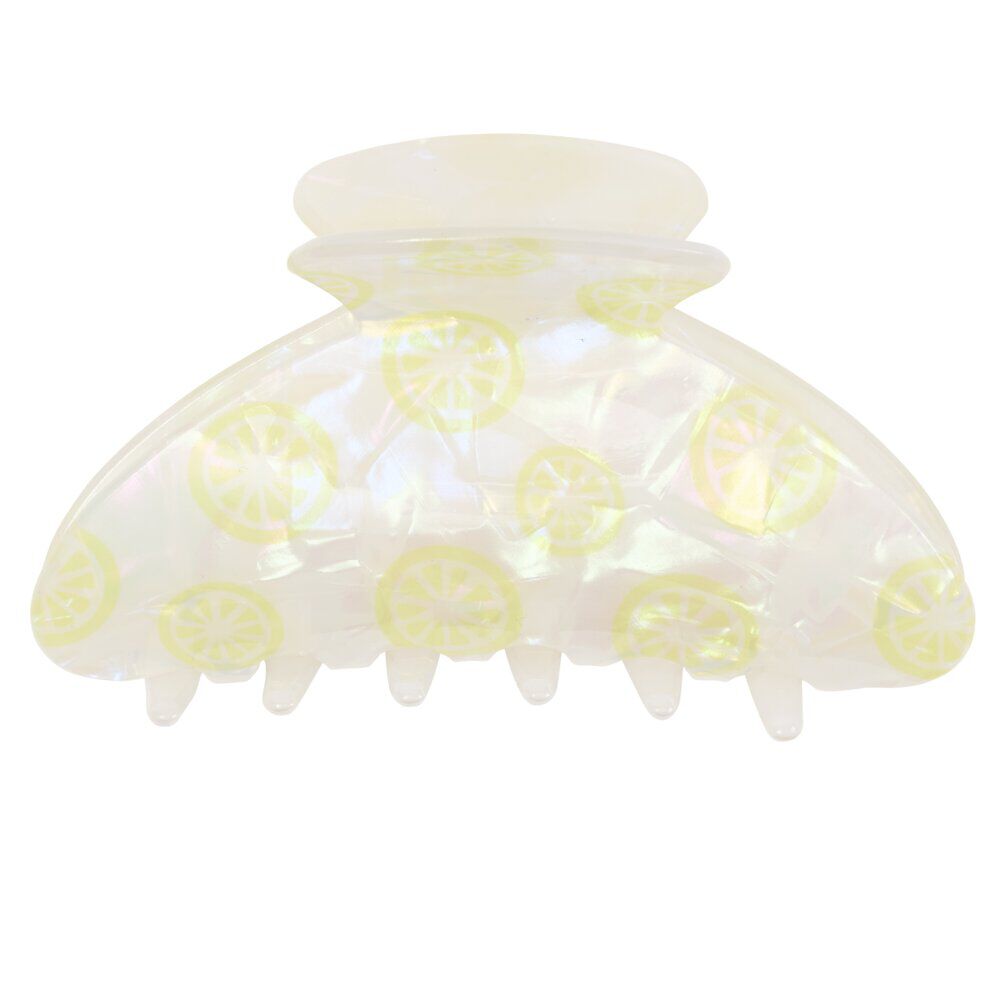 Pince cheveux époxy motif citron blanc L13cm