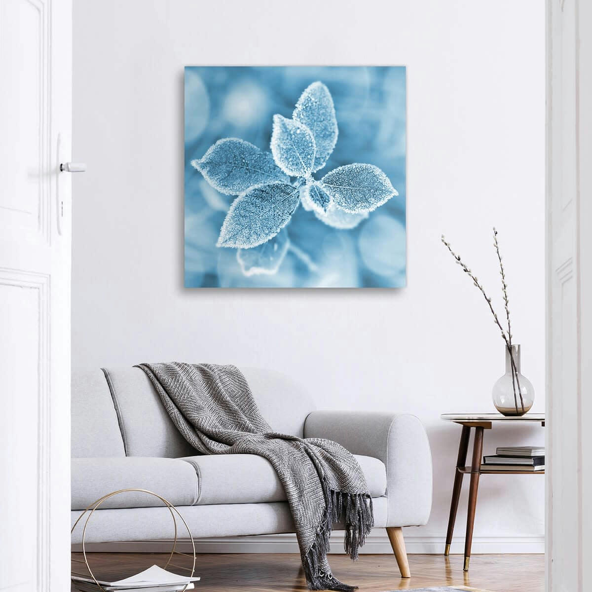 CHARME ROMANTIQUE - Tableau sur toile fleur gelée 65x65 cm