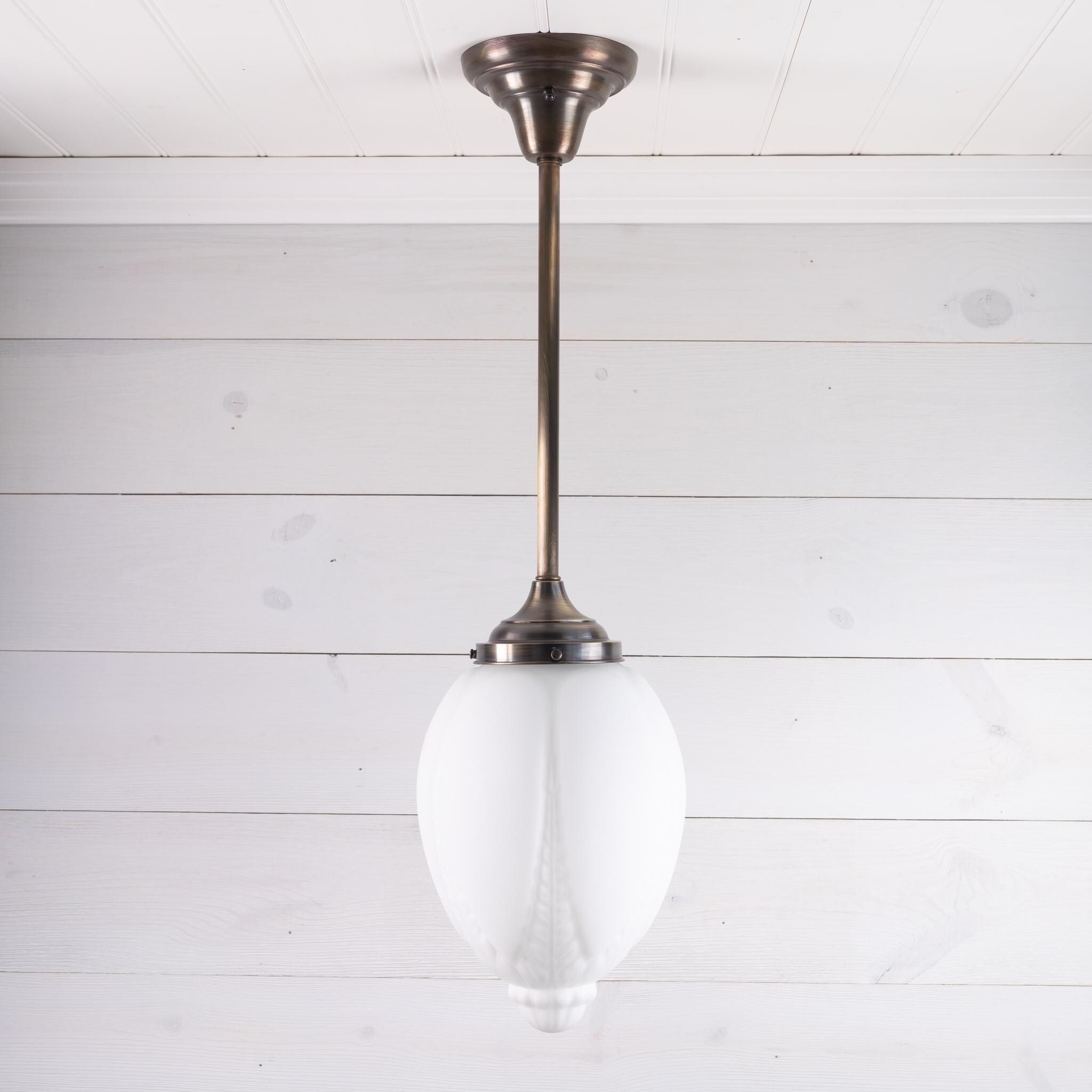 Art Deco Embossed Teardrop Shape School House Style Hanging Fixture Shaped Globe Pendant Fixture