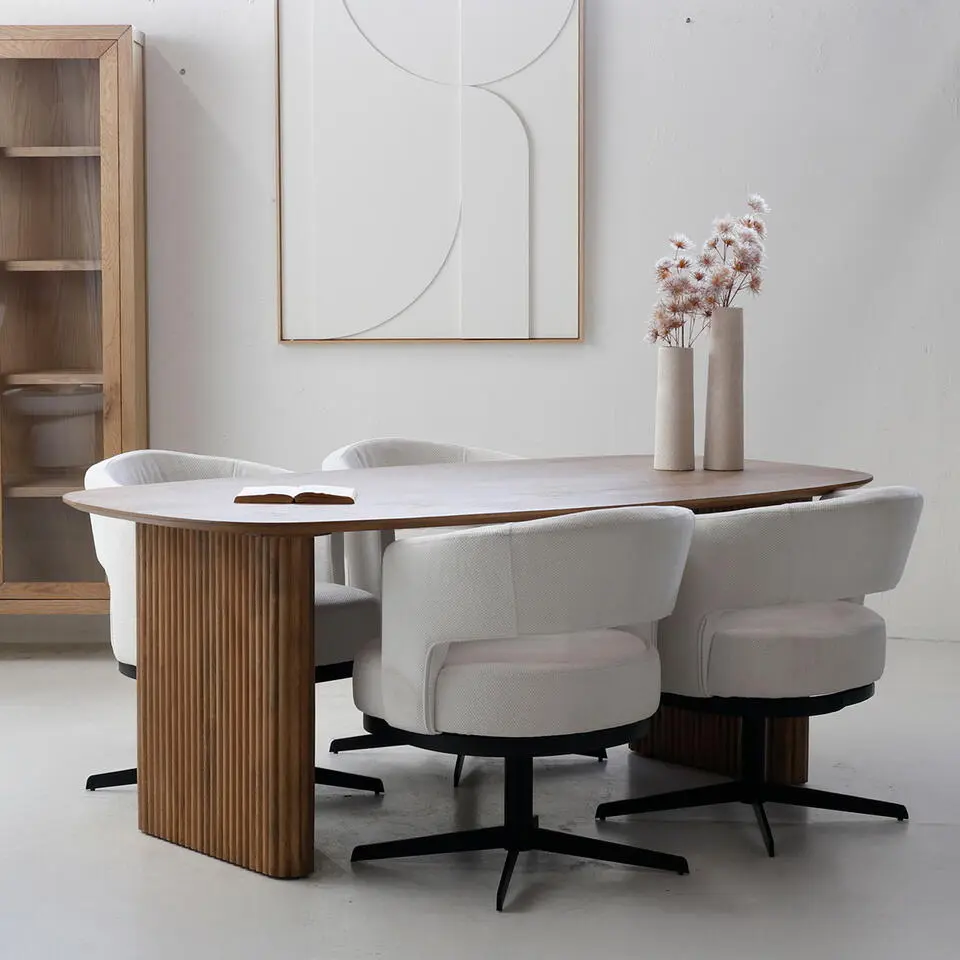 Eettafel Deens Ovaal - Naturel Mangohout - 240x100x76cm - Juro