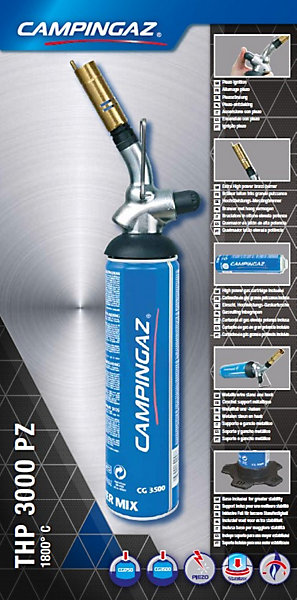 Chalumeau Campingaz THP3000 PZ allumage piezo fonctionne sur cartouche type CG3500