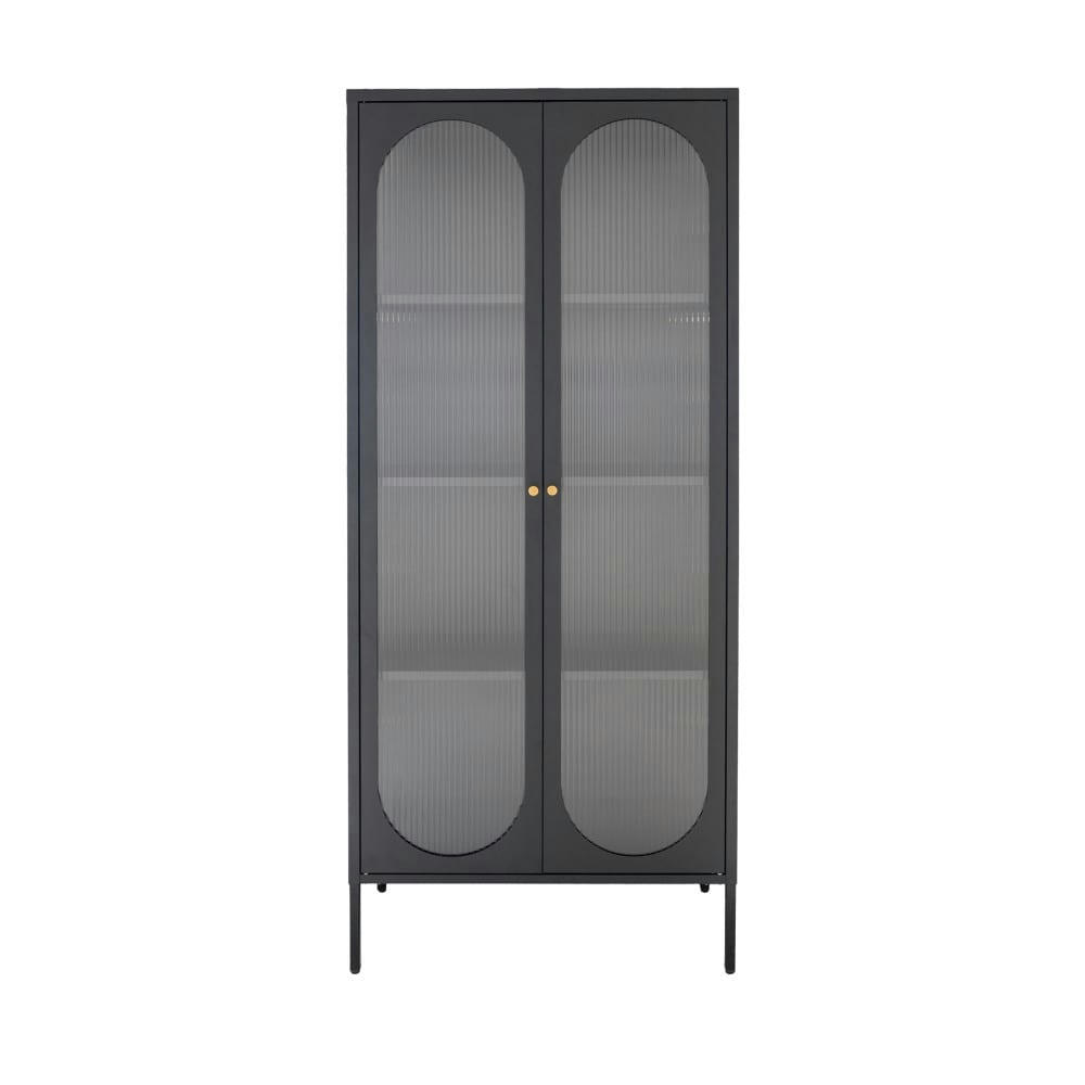 ADELAIDE - Vitrine en verre et métal H180cm noir