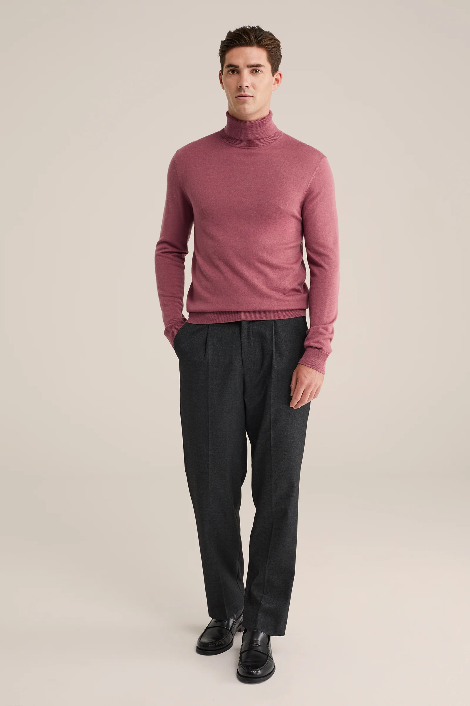 Heren Slim fit coltrui van merinowol