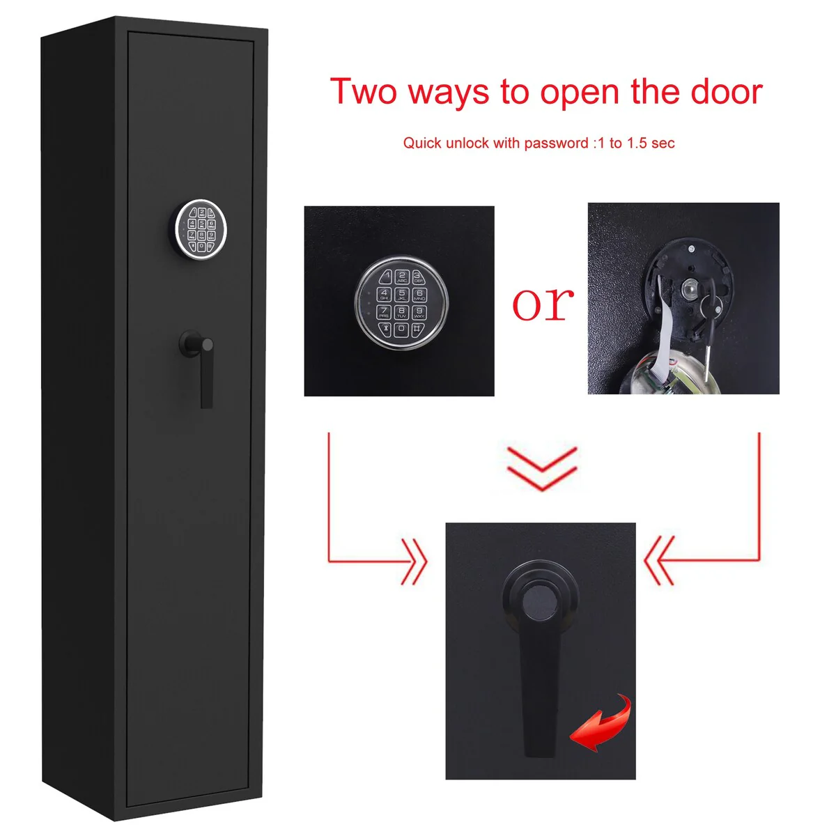 Rifle Gun Safe Storage Cabinet with Digital Keypad Lock,Quick Access Electronic Firearm Gun Security Cabinet