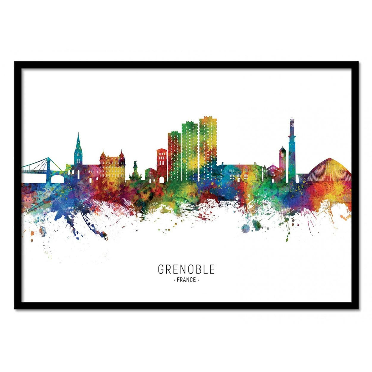 MICHAEL TOMPSETT - GRENOBLE FRANCE SKYLINE -  Affiche d'art 30 x 40 cm