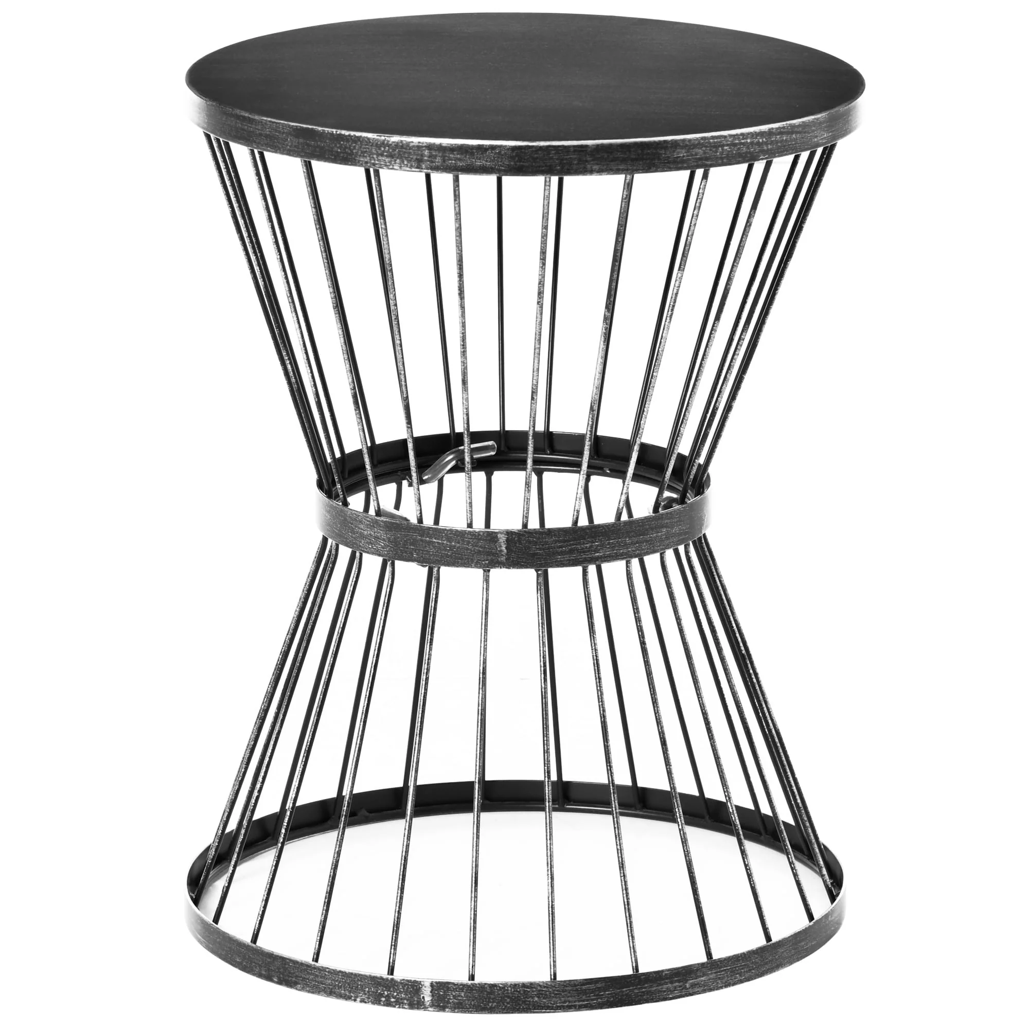 Outsunny 16 Steel Patio End Table, Side Table with Hourglass Design, Accent Table for Outdoor and Indoor Use
