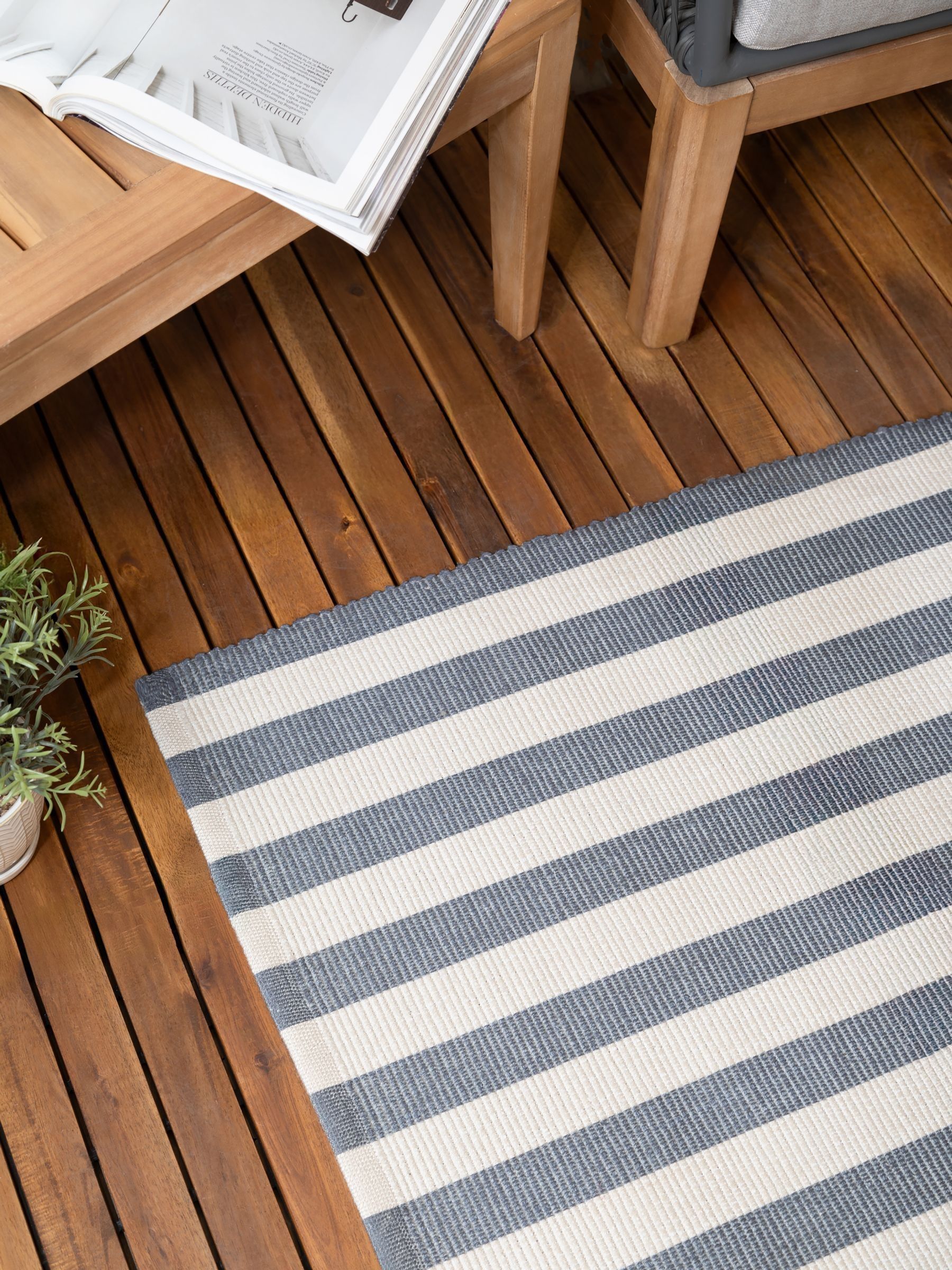 Yard Navy Blue Hayle Stripe Outdoor Rug