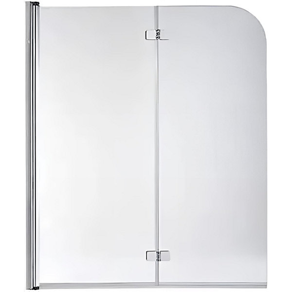 Pare-bain 2 volets pivotant 180 verre cristal trempé profilé alu SANINDUSA Aquarela Duo 120x150 montage gauche profilé chromé
