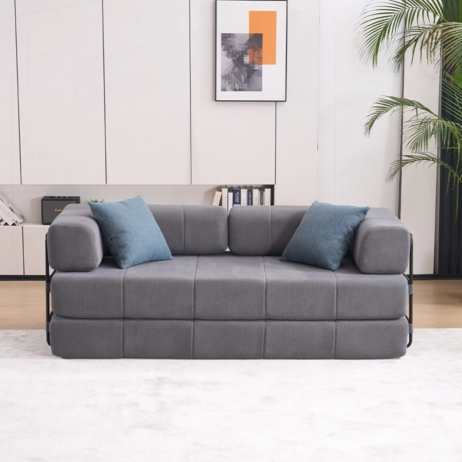Versatile Convertible Sofa Bed with Plush Pillows for Any Living Space