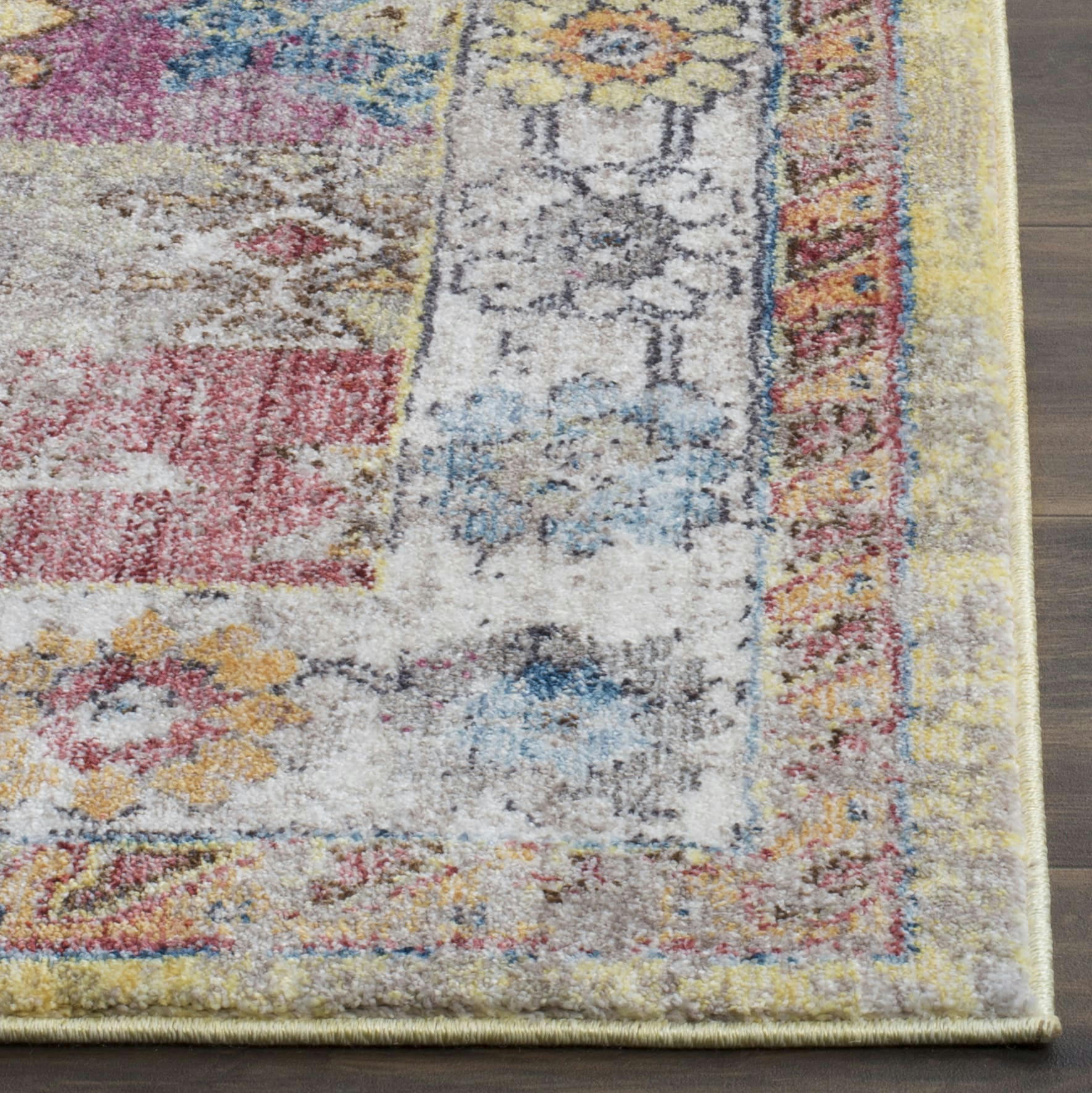 BRISTOL - Tapis de salon interieur en rose & multi, 69 x 244 cm