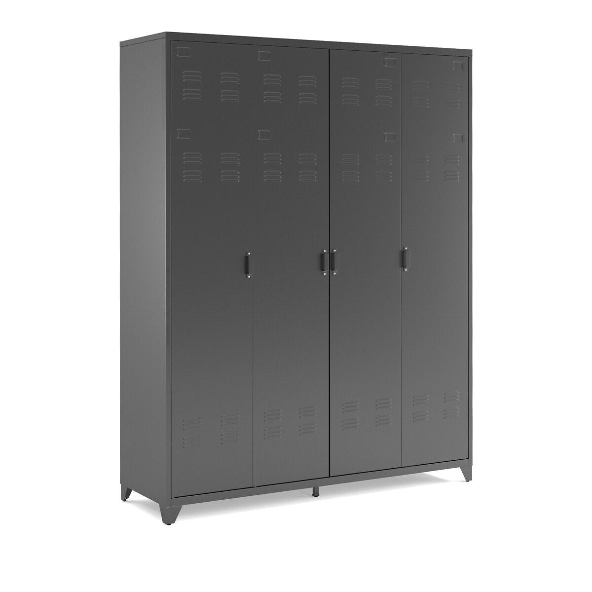 Armoire 4 portes en métal acier, Hiba