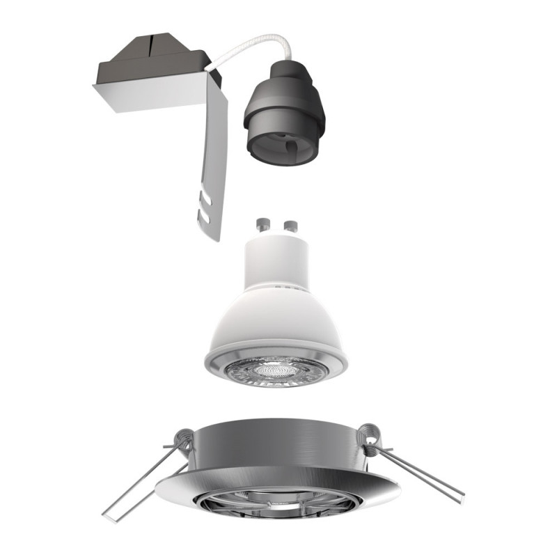 Spot encastrable LED acier brossé GU10 blanc neutre IP20 345 lm 4 W 5 pièces XANLITE
